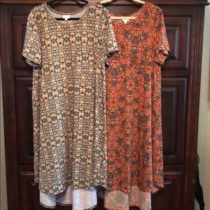 2 Lularoe Carly dresses. 2XL. Excellent condition.